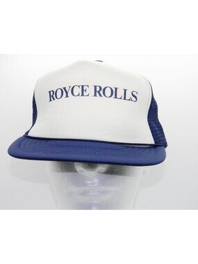 Vintage 80s Royce Rolls Trucker Hat Novelty Snapback Cap Winner Taiwan Mesh Navy